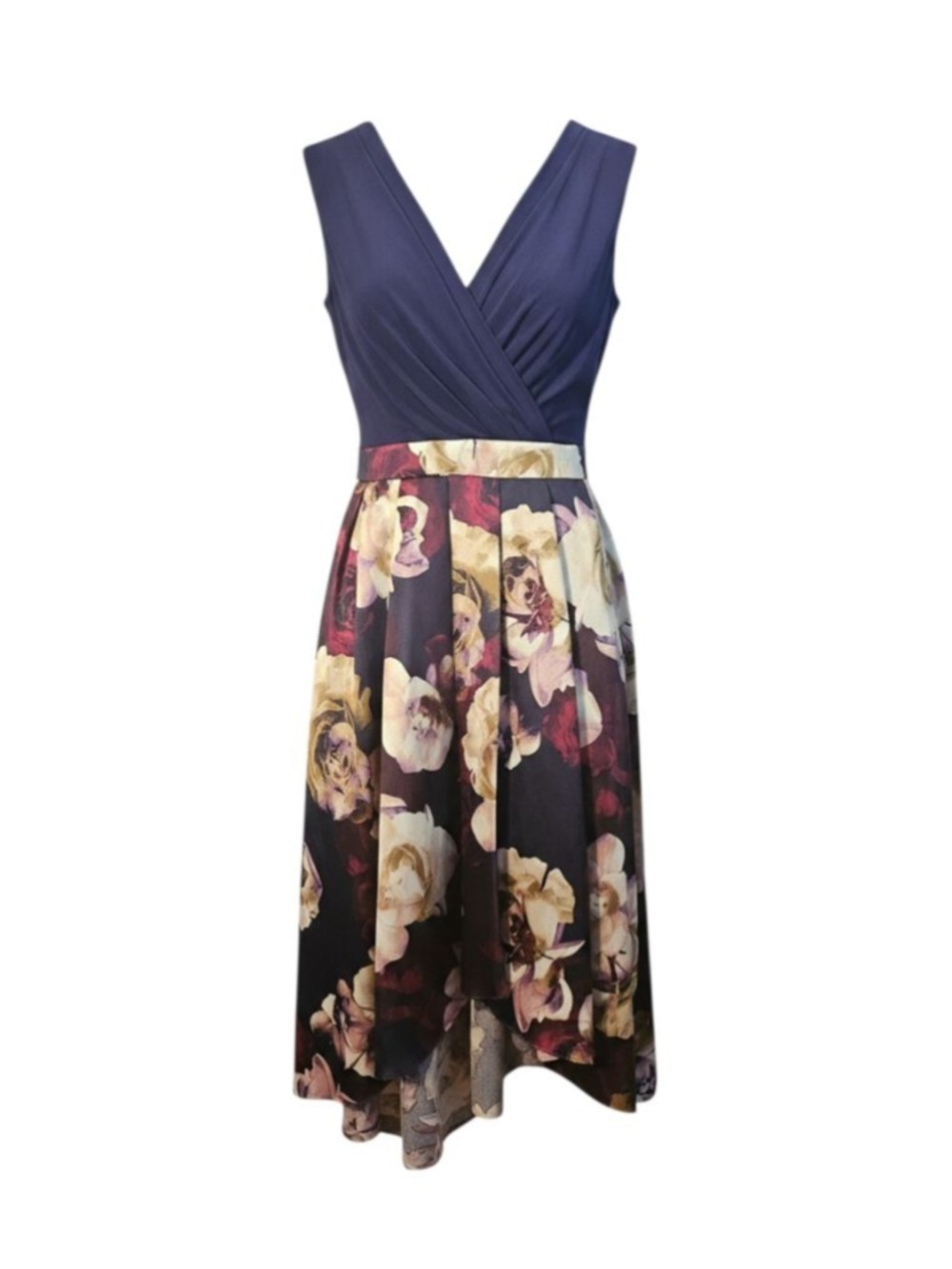 SLNY Navy Floral High Low Dress Size 12